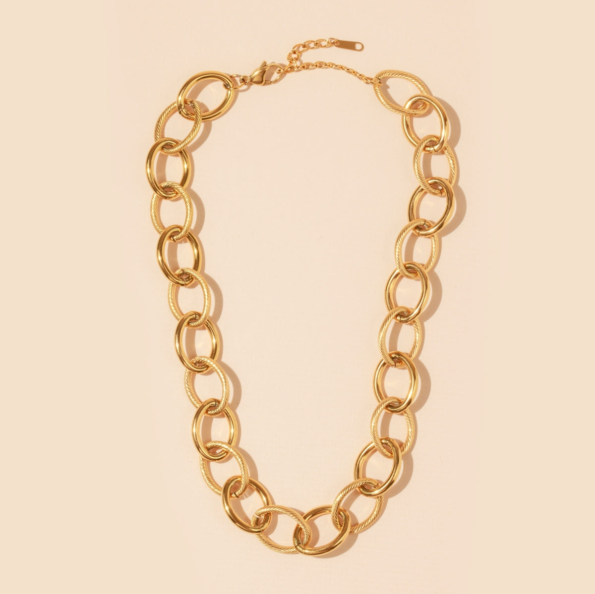 Chain Linked 18K Gold Plated Stainless Steel Short Necklace