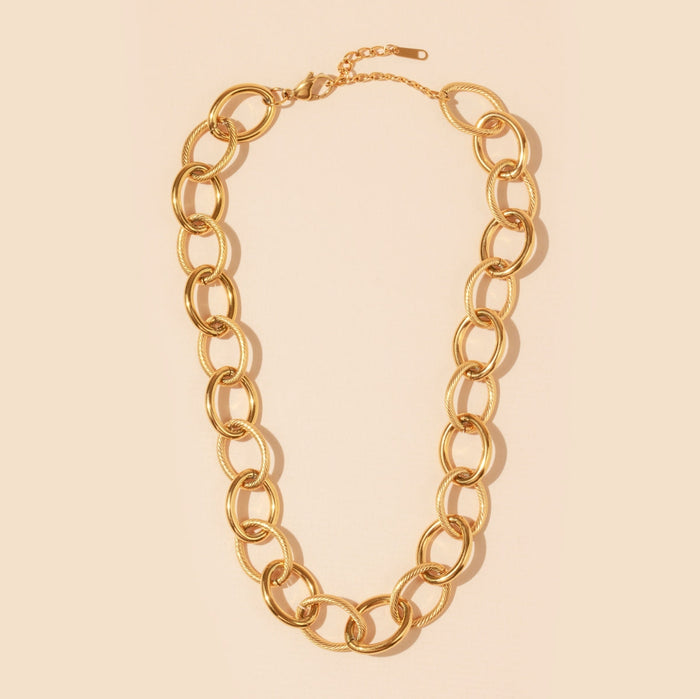 Chain Linked 18K Gold Plated Stainless Steel Short Necklace