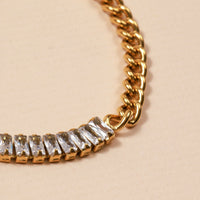 Chain Links & Crystals 18K Gold Plated Stainless Steel Necklace