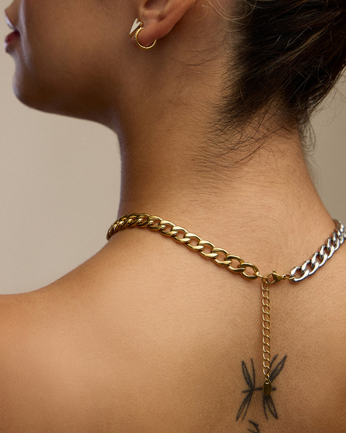 Gold & Silver 18K Gold Plated Stainless Steel Necklace
