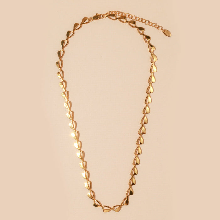 Hearts Linked 18K Gold Plated Stainless Steel Necklace