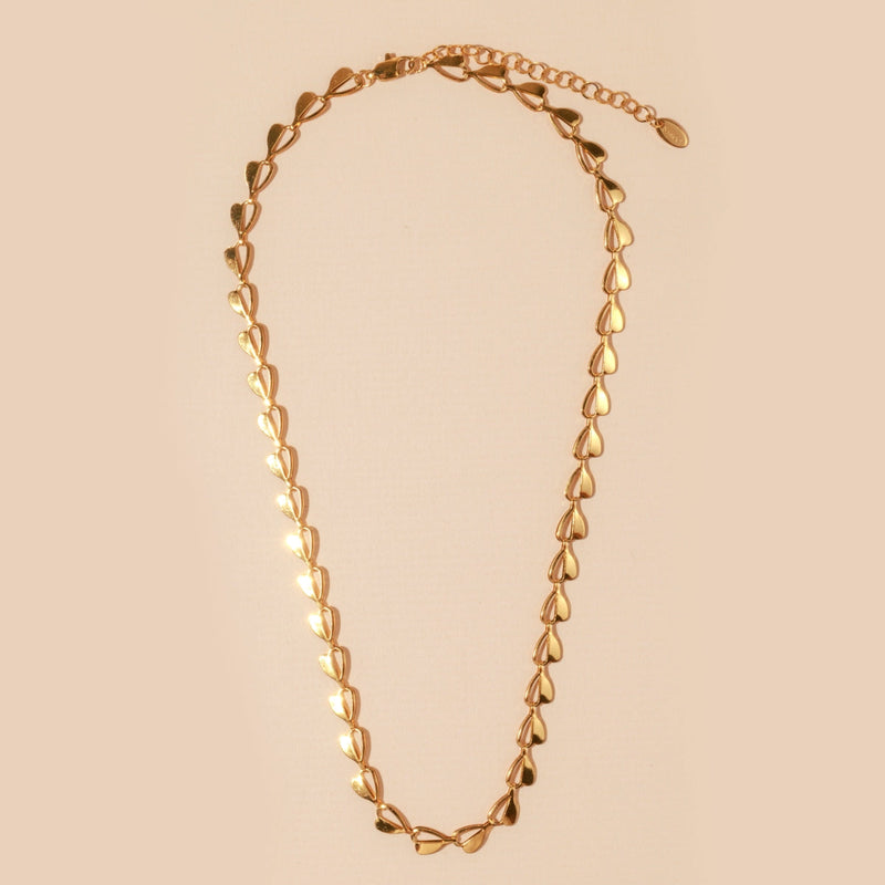 Hearts Linked 18K Gold Plated Stainless Steel Necklace