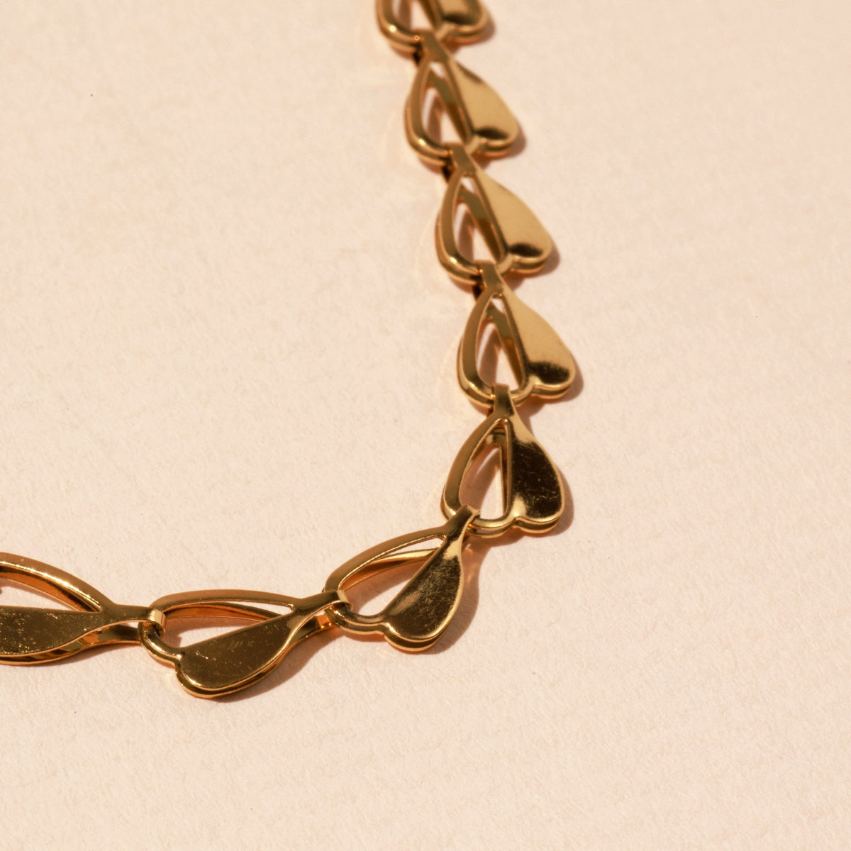 Hearts Linked 18K Gold Plated Stainless Steel Necklace