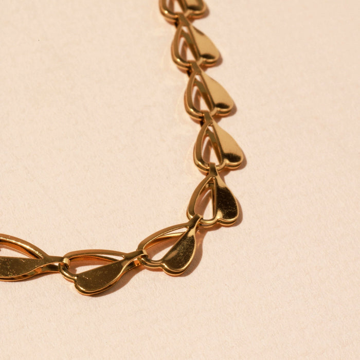 Hearts Linked 18K Gold Plated Stainless Steel Necklace