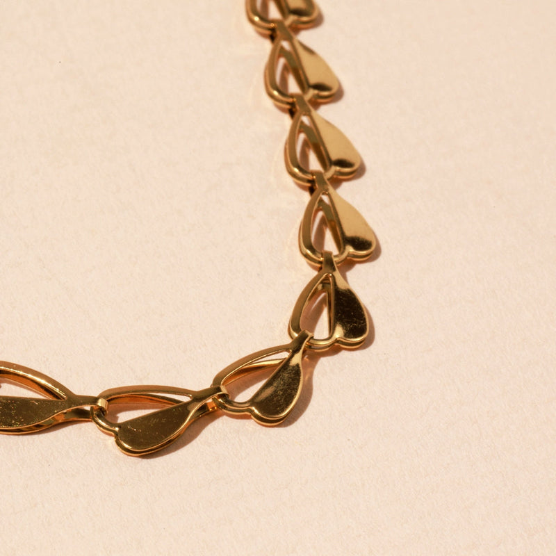 Hearts Linked 18K Gold Plated Stainless Steel Necklace