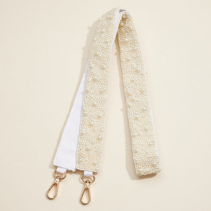 Pearl Beaded Bag Strap – Elegant Purse & Tote Shoulder Strap with Gold Accents