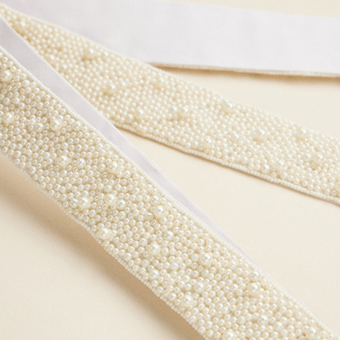 Pearl Beaded Bag Strap – Elegant Purse & Tote Shoulder Strap with Gold Accents