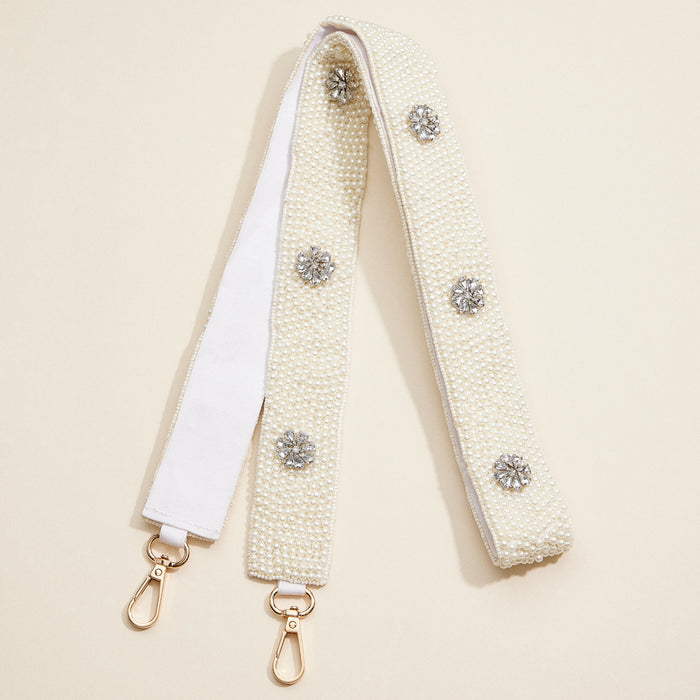 Elegant Pearl & Rhinestone Beaded Bag Strap – Chic & Timeless Accessory