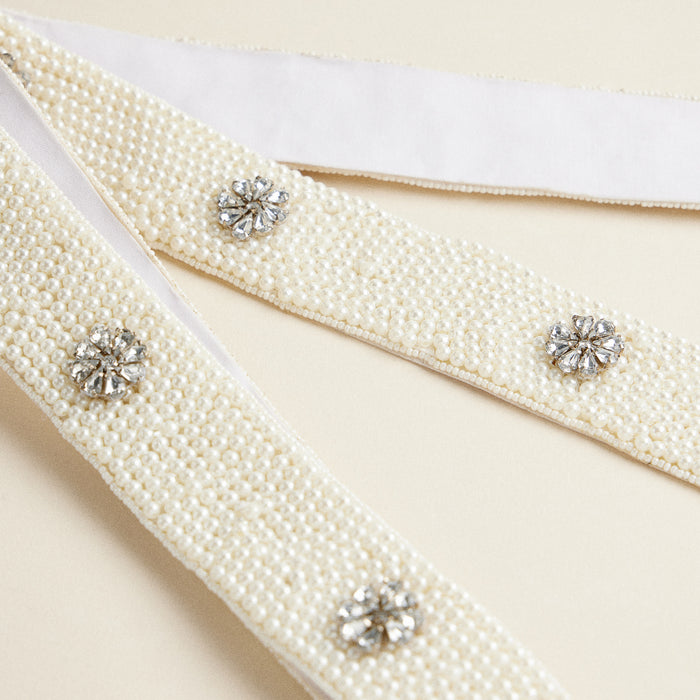 Elegant Pearl & Rhinestone Beaded Bag Strap – Chic & Timeless Accessory