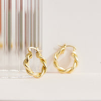 Twisted Rope Hoop Earrings – 18K Gold-Dipped, Elegant & Timeless