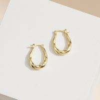 Wavy Teardrop Hoop Earrings – 18K Gold-Dipped, Modern & Elegant