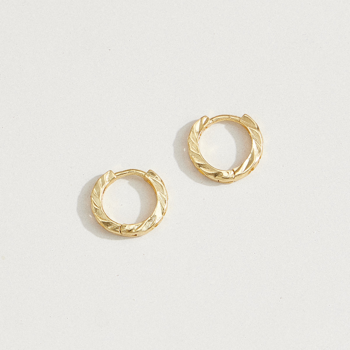 Textured Metal Huggie Hoop Earrings – 18K Gold-Dipped, Minimal & Chic