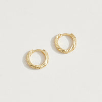 Textured Metal Huggie Hoop Earrings – 18K Gold-Dipped, Minimal & Chic