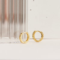 Textured Metal Huggie Hoop Earrings – 18K Gold-Dipped, Minimal & Chic