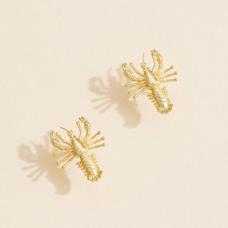 Gold Lobster Statement Earrings - 18K Gold Dipped