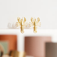 Gold Lobster Statement Earrings - 18K Gold Dipped