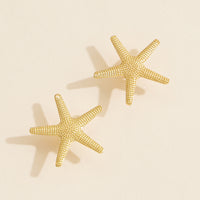 Gold Starfish Statement Earrings - 18K Gold Dipped