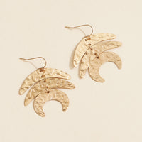 Hammered Brass Moon Phase Earrings – Gold-Tone Boho Dangle Earrings
