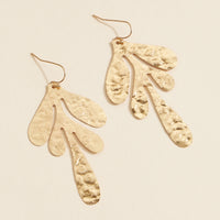 Organic Hammered Brass Earrings – Gold-Tone Botanical Statement Earrings