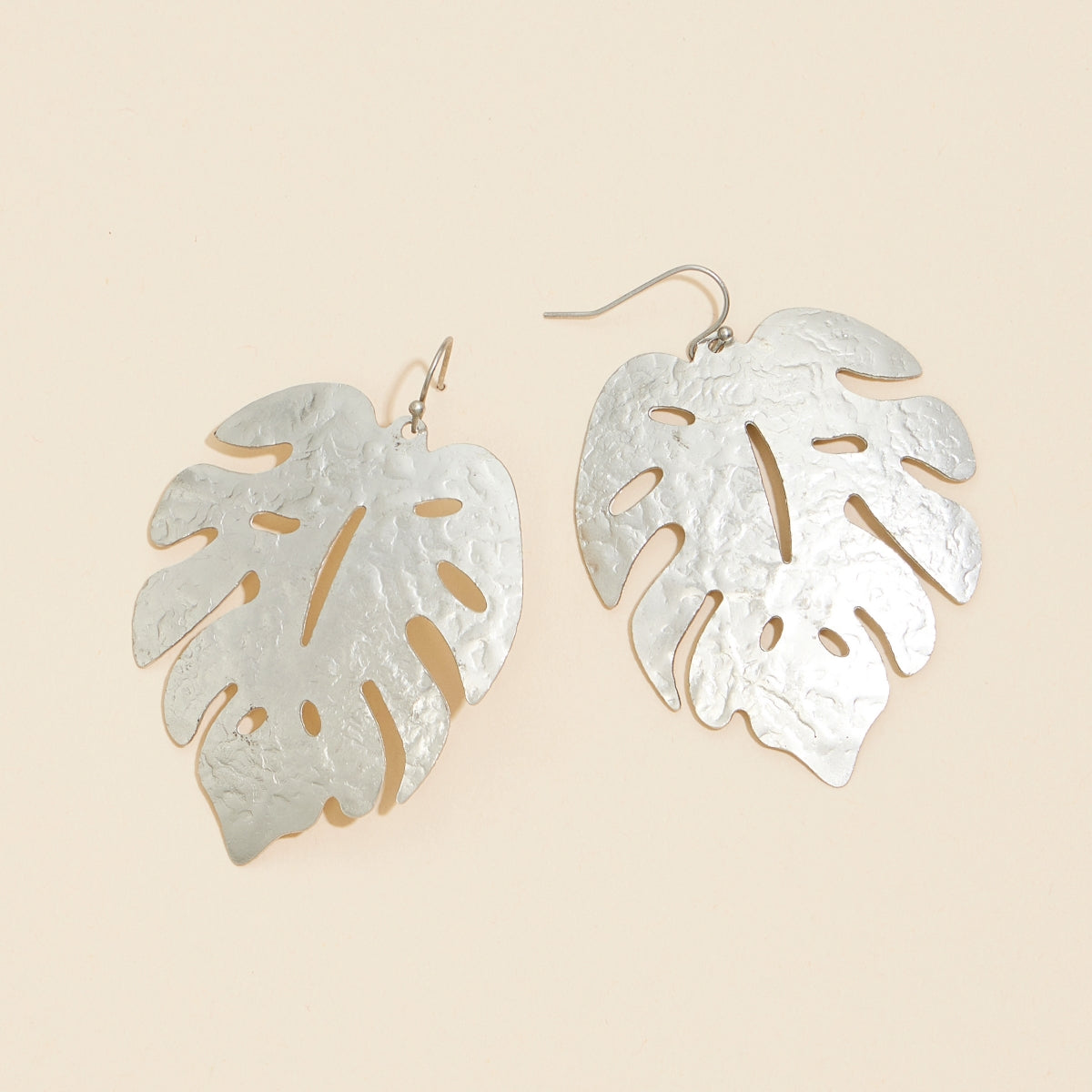 Tropical Leaf Metal Dangling Earrings