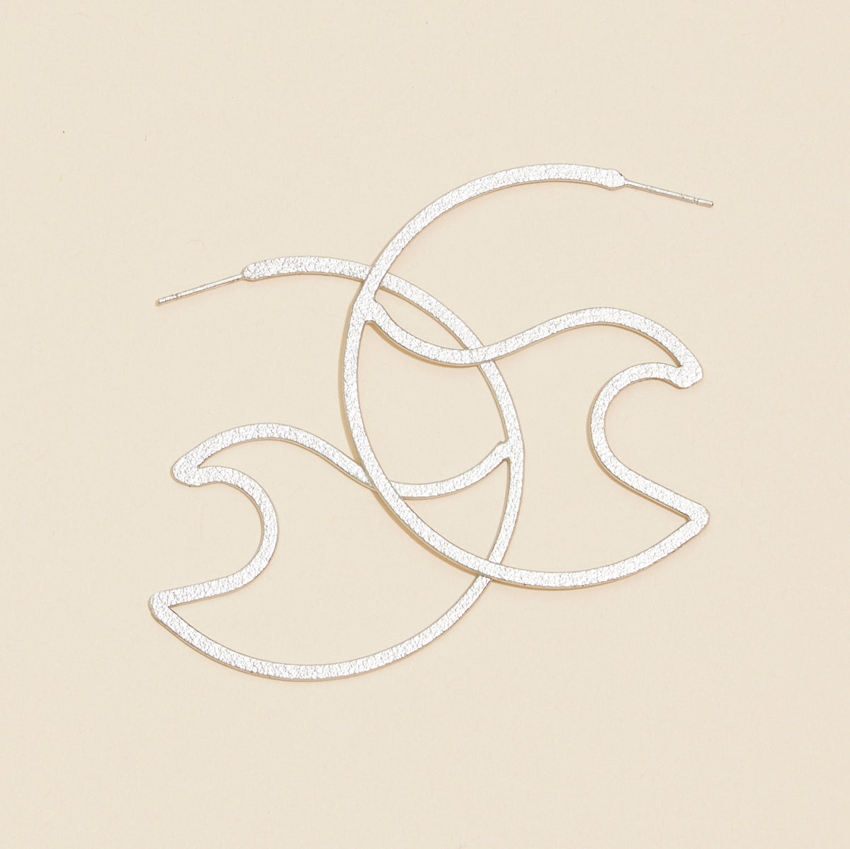 Sea Waves Metal Open Hoop Earrings