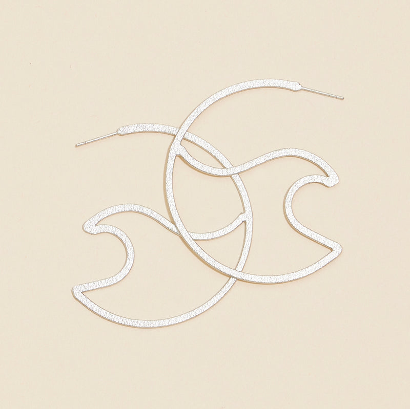 Sea Waves Metal Open Hoop Earrings