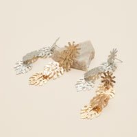 Tropical Leaf Linked Dangling Earrings
