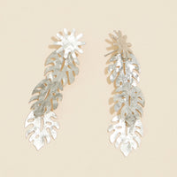 Tropical Leaf Linked Dangling Earrings