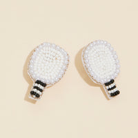 Table Tennis Rocket Seed Beaded Earrings