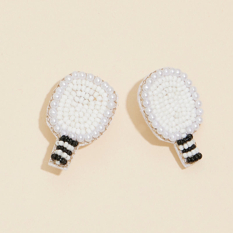 Table Tennis Rocket Seed Beaded Earrings