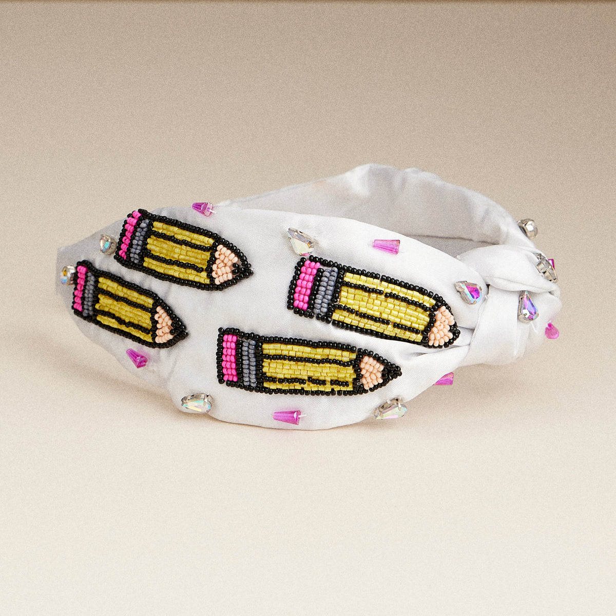 Beaded Pencil Embellished Headband – Teacher Back to School & Writer Statement Hair Accessory