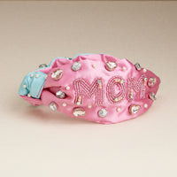 Embellished MOM Headband – Beaded & Crystal-Studded Knotted Hair Accessory
