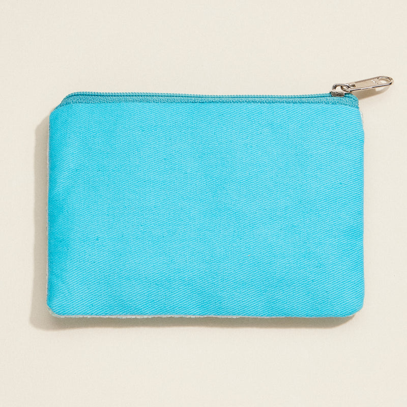 Beaded Floral Clutch – Yellow Blossom Zip Pouch, Blue Sequin Embellished Purse