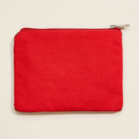 Beaded Tropical Hibiscus Clutch – Red Floral Zip Pouch, Vibrant Summer Purse
