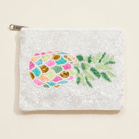 Beaded Pineapple Coin Purse – Tropical Sequin Embellished Zip Pouch
