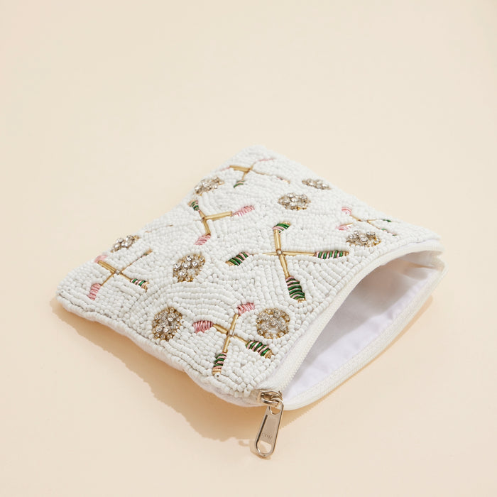 Bandy Racket & Ball Beaded Coin Pouch