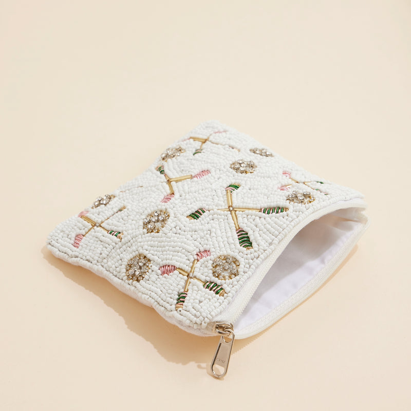 Bandy Racket & Ball Beaded Coin Pouch