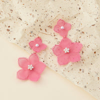 Floral Fabric Dangling Earrings