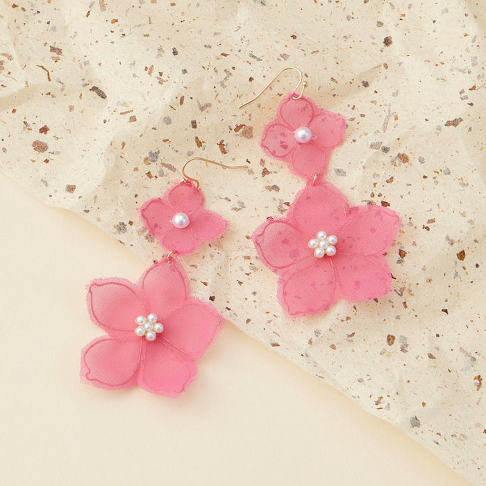 Floral Fabric Dangling Earrings