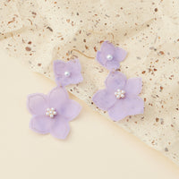 Floral Fabric Dangling Earrings