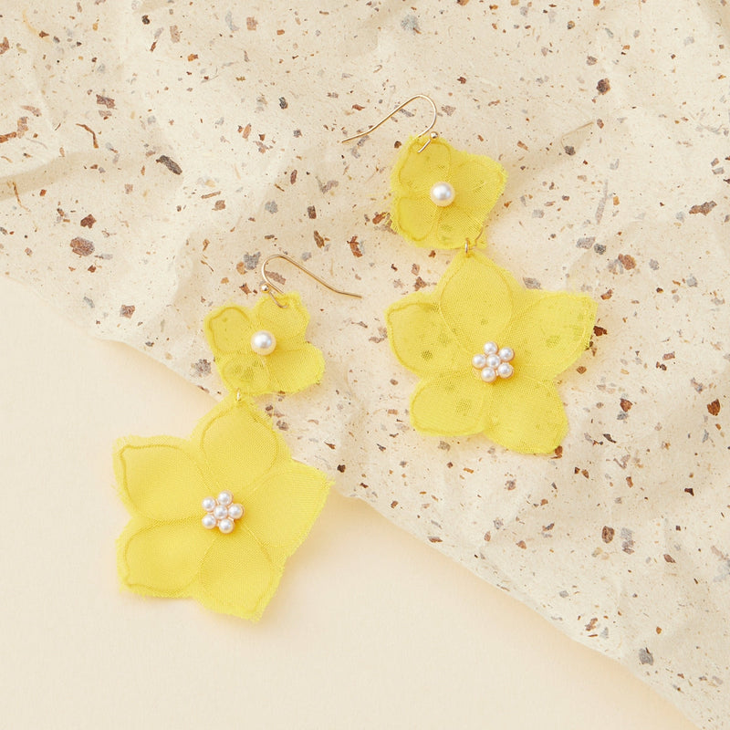 Floral Fabric Dangling Earrings