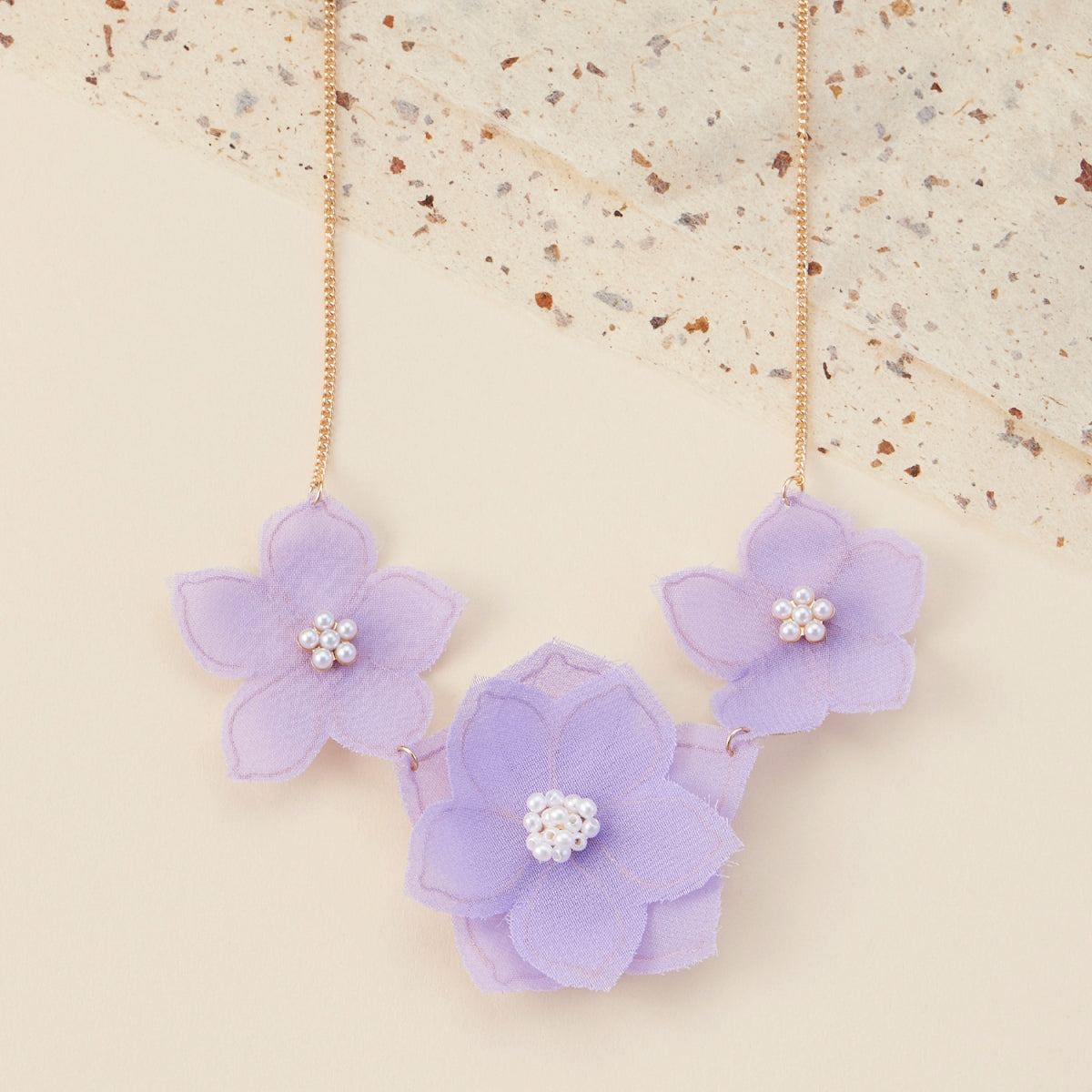 Floral Fabric Charms Short Necklace