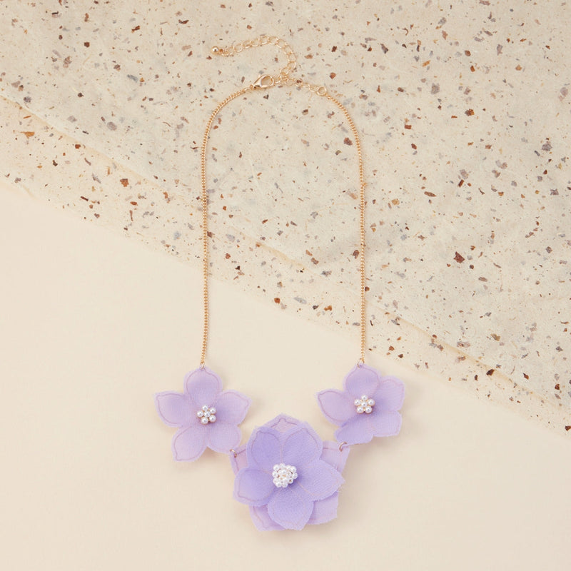 Floral Fabric Charms Short Necklace