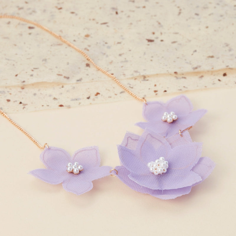 Floral Fabric Charms Short Necklace