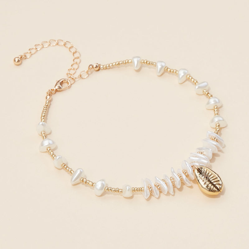 Shell Charm Seed Beaded Bracelet
