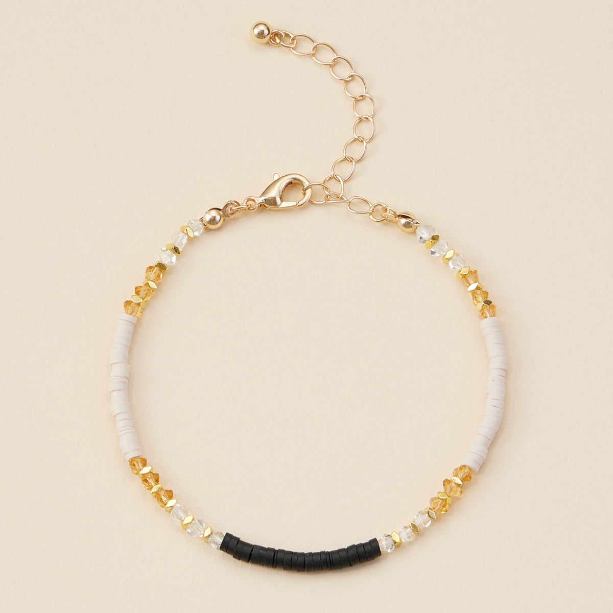 Rubber & Glass Beaded Basic Anklet
