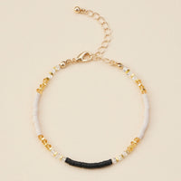 Rubber & Glass Beaded Basic Anklet
