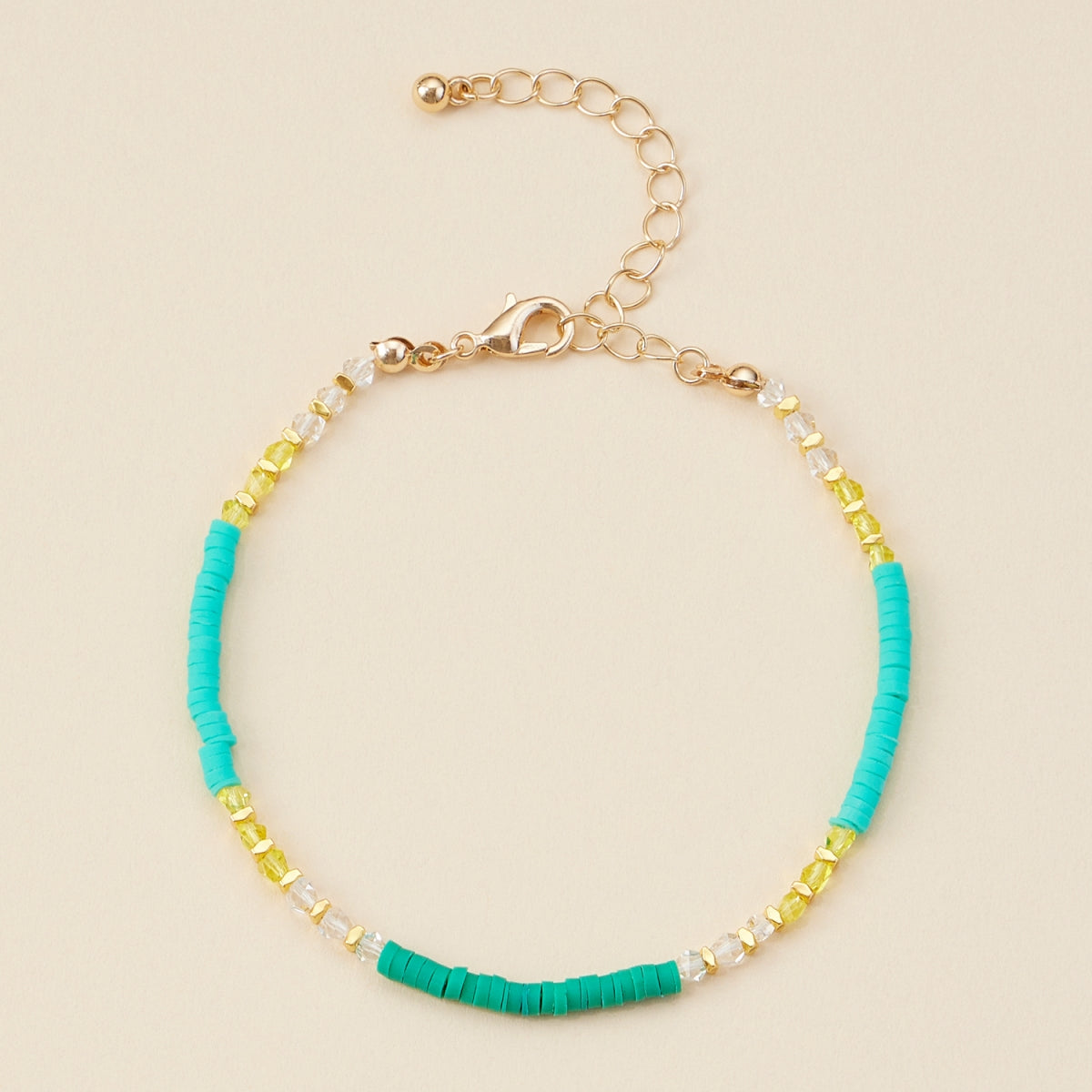 Rubber & Glass Beaded Basic Anklet