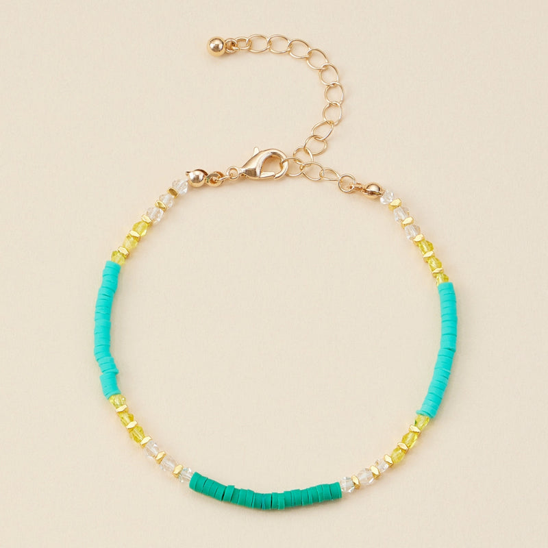 Rubber & Glass Beaded Basic Anklet