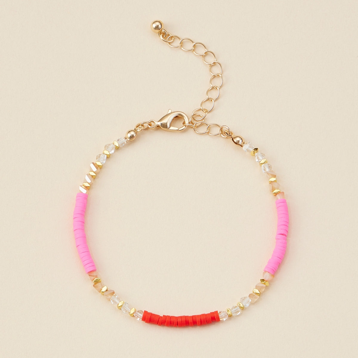 Rubber & Glass Beaded Basic Anklet